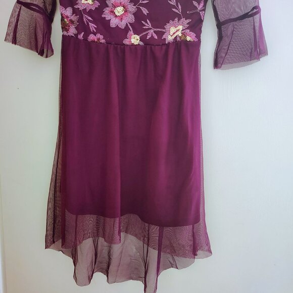 Wonder Nation plum purple floral mesh embroidered formal girls dress (M 7-8) - Picture 2 of 10